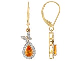 Spessartite Garnet And White Diamond 14k Yellow Gold Butterfly Earrings 1.13ctw