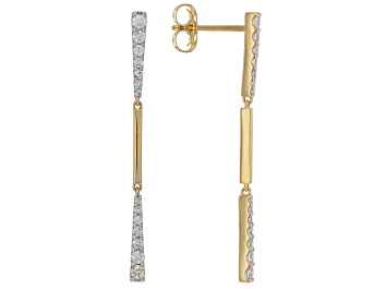 Picture of White Diamond 14k Yellow Gold Dangle Earrings 0.50ctw