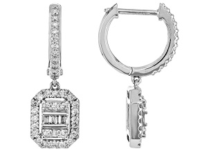 White Diamond 14k White Gold Dangle Earrings 0.50ctw