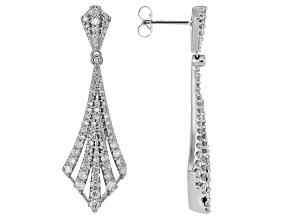 White Diamond 14k White Gold Dangle Earrings 1.50ctw