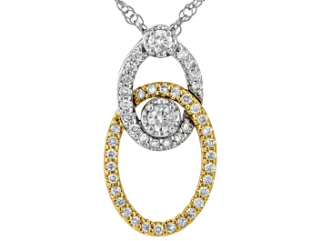 Picture of White Diamond 14k White And Yellow Gold Pendant With White Gold Chain 0.33ctw