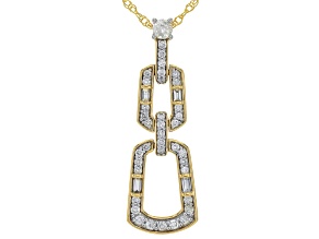 White Diamond 14k Yellow Gold Dangle Pendant And Chain 0.50ctw