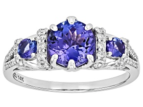 Tanzanite And White Diamond 14k White Gold Ring 1.60ctw