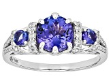 Tanzanite And White Diamond 14k White Gold Ring 1.60ctw