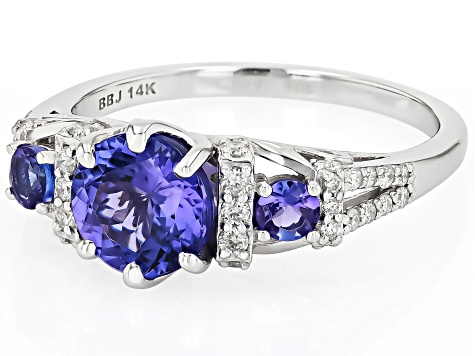 Tanzanite And White Diamond 14k White Gold Ring 1.60ctw