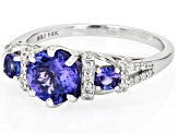 Tanzanite And White Diamond 14k White Gold Ring 1.60ctw