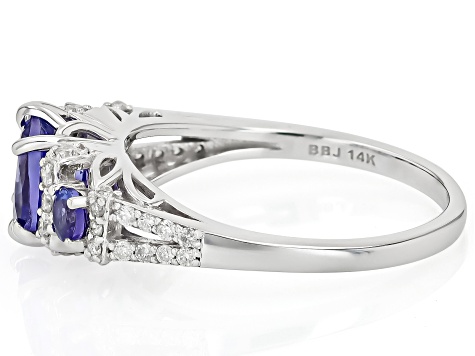 Tanzanite And White Diamond 14k White Gold Ring 1.60ctw