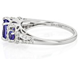 Tanzanite And White Diamond 14k White Gold Ring 1.60ctw