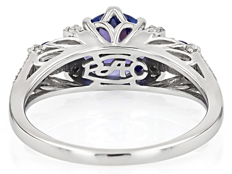 Tanzanite And White Diamond 14k White Gold Ring 1.60ctw