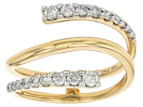 White Diamond 14k Yellow Gold Bypass Ring 0.50ctw