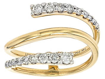 Picture of White Diamond 14k Yellow Gold Bypass Ring 0.50ctw
