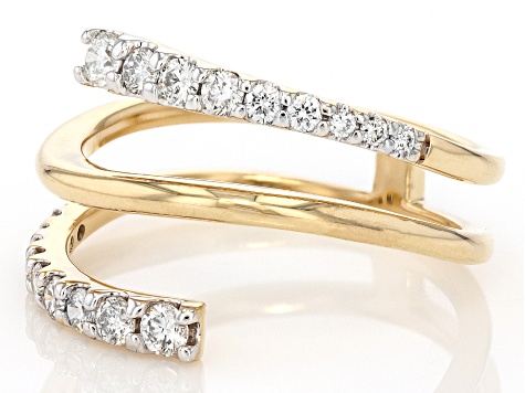 White Diamond 14k Yellow Gold Bypass Ring 0.50ctw