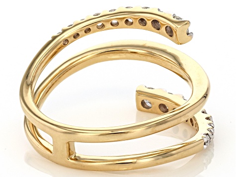 White Diamond 14k Yellow Gold Bypass Ring 0.50ctw