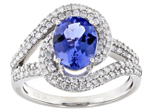 Tanzanite And White Diamond 14k White Gold Ring 2.26ctw