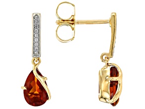 Madeira Citrine And White Diamond 14k Yellow Gold Dangle Earrings 1.49ctw