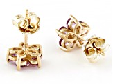 Pink Sapphire And White Diamond 14k Yellow Gold Stud Earrings 1.37ctw