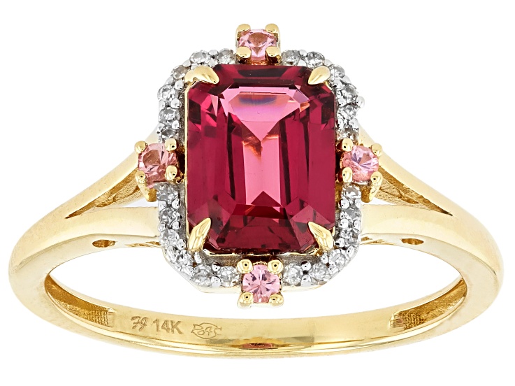 Malawi Magenta Garnet With Baby Pink Spinel And White Diamond 14k