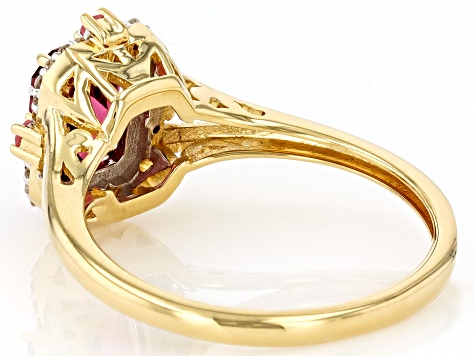 Malawi Magenta Garnet With Baby Pink Spinel And White Diamond 14k