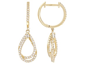 White Diamond 14k Yellow Gold Dangle Earrings 0.50ctw