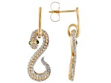 Tsavorite Garnet and White Diamond 14k Yellow Gold Snake Earrings 0.48ctw
