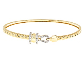 White Diamond 14k Yellow Gold Bangle Bracelet 0.25ctw