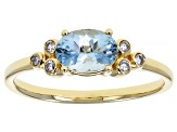 Santa Maria Aquamarine And White Diamond 14k Yellow Gold East to West Ring 0.65ctw