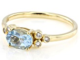 Santa Maria Aquamarine And White Diamond 14k Yellow Gold East to West Ring 0.65ctw