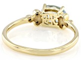 Santa Maria Aquamarine And White Diamond 14k Yellow Gold East to West Ring 0.65ctw