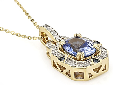 Ceylon Sapphire With Blue And White Diamond 14k Yellow Gold