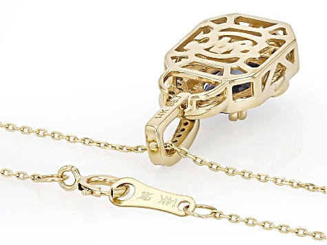 Ceylon Sapphire With Blue And White Diamond 14k Yellow Gold