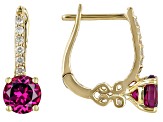 Grape Color Garnet And White Diamond 14k Yellow Gold Earrings 1.13ctw
