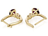 Grape Color Garnet And White Diamond 14k Yellow Gold Earrings 1.13ctw