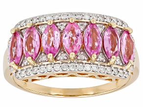 Pink Sapphire And White Diamond 14k Yellow Gold Ring 1.76ctw