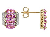 Pink Sapphire And White Diamond 14k Yellow Gold Earrings 1.78ctw
