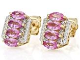 Pink Sapphire And White Diamond 14k Yellow Gold Earrings 1.78ctw