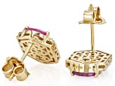 Pink Sapphire And White Diamond 14k Yellow Gold Earrings 1.78ctw