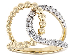 White Diamond 14k Yellow Gold Crossover Ring 0.50ctw