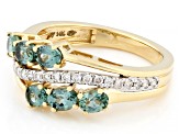 Montana Sapphire With White Diamond 14k Yellow Gold Ring 1.37ctw