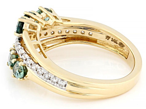 Montana Sapphire With White Diamond 14k Yellow Gold Ring 1.37ctw