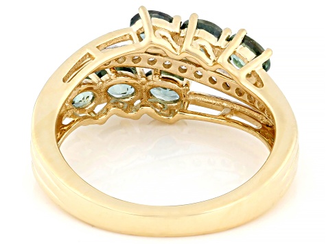 Montana Sapphire With White Diamond 14k Yellow Gold Ring 1.37ctw