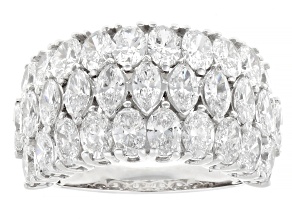 White Oval and Marquise Lab-Grown Diamond 14k White Gold Cocktail Ring 4.00ctw