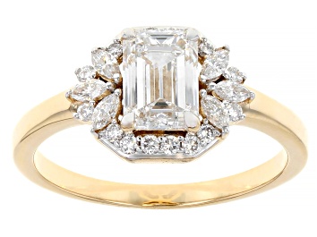 Picture of Lab-Grown Diamond G VS 14K Yellow Gold Halo Ring 1.25ctw