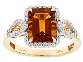 Madeira Citrine and White Diamond 14K Yellow Gold Halo Ring 2.80ctw