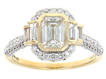 Picture of Lab-Grown Diamond Certified G VS 14K Yellow Gold Halo Ring 1.60ctw