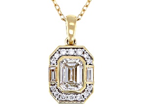 Lab-Grown Diamond G VS 14K Yellow Gold Halo Pendant With Chain 0.60ctw