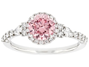 Pink and White Lab-Grown Diamond Platinum Ring 1.50ctw