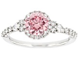 Pink and White Lab-Grown Diamond Platinum Ring 1.50ctw