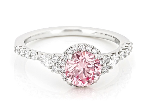 Pink and White Lab-Grown Diamond Platinum Ring 1.50ctw