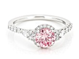 Pink and White Lab-Grown Diamond Platinum Ring 1.50ctw
