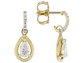 Pear Shape and Round Lab-Grown Diamond G VS 14K Yellow Gold Dangle Earrings 0.75ctw